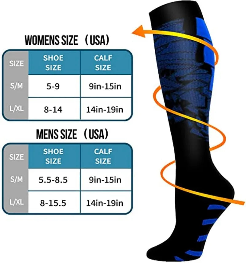 Compression Socks Running Sports Socks Medical Nursing 20-30Mmhg for Flight Travel Pregnancy Edema Diabetes Varicose Veins Socks