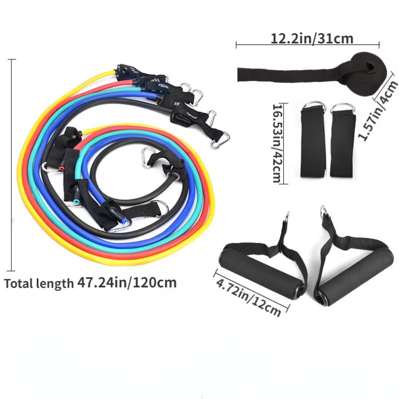 11Pcs/Set Pull Rope, Resistance Bands, Portable Fitness Equipment, Ankle Strap, Chest Expander, Elastic Exercise Band